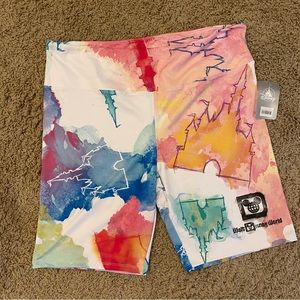 Walt Disney World watercolor spandex shorts XL NWT